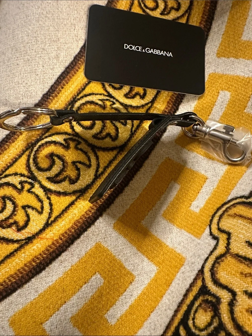 Dolce & Gabbana Black D&G Calfskin Leather Keychain NWT